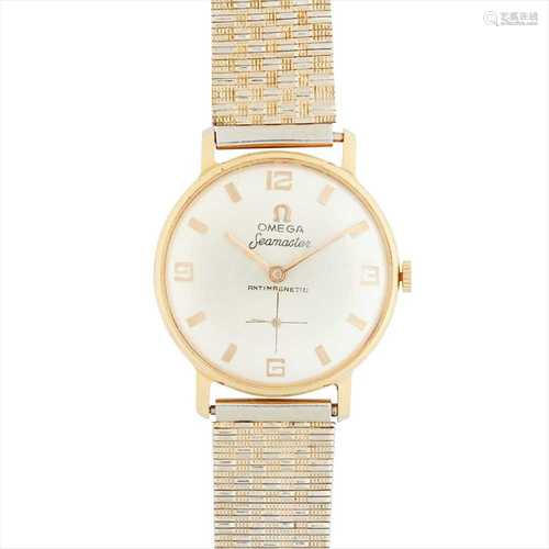 A gentleman's gold plated cased wrist watch, Omega