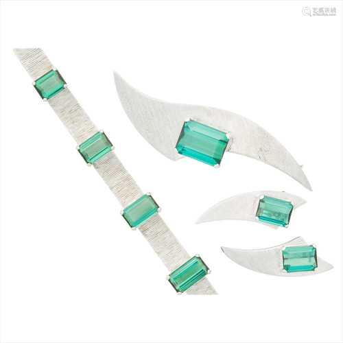 A part suite of tourmaline jewellery