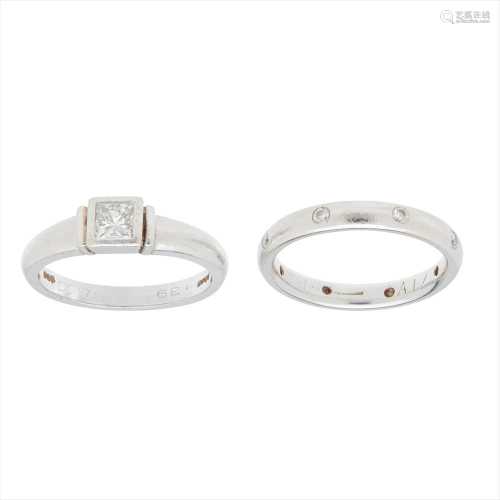 Two diamond set rings
