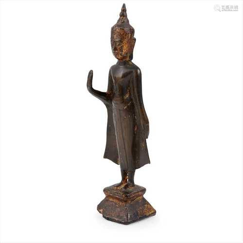 AYUTTHAYA STYLE GILT-BRONZE FIGURE OF SHAKYAMUNI