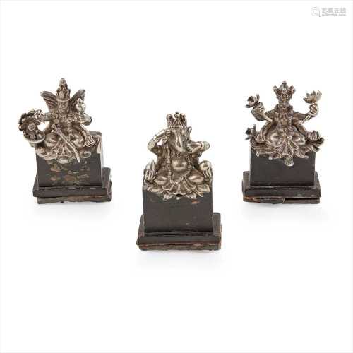 GROUP OF THREE INDIAN WHITE METAL FIGURES