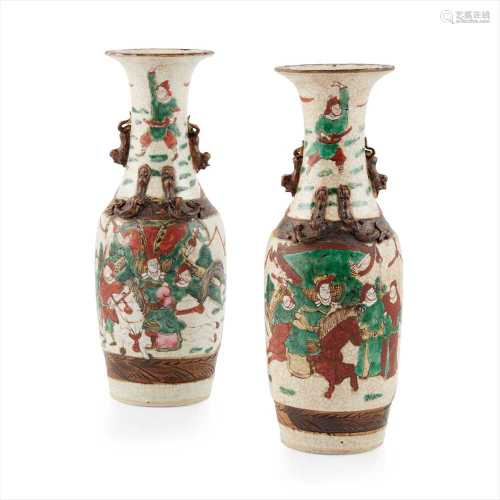 GROUP OF FAMILLE VERTE GE-GLAZED 'CAVALIERS' WARES LATE QING DYNASTY-REPUBLIC PERIOD, 19TH-20TH