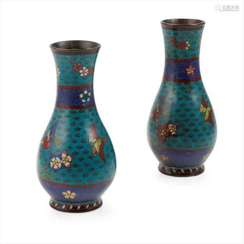 PAIR OF CLOISONNÉ ENAMEL VASES 20TH CENTURY