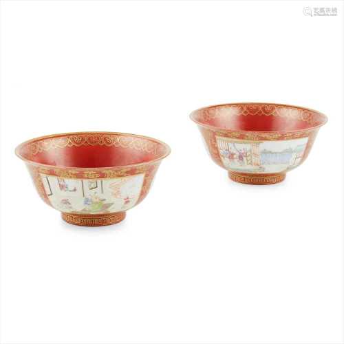PAIR OF IRON-RED BOWLS GENGDUSHAN FANG MARK, QING DYNASTY, 19TH CENTURY