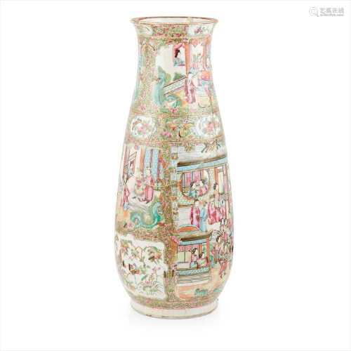 CANTON FAMILLE ROSE FLOOR VASE QING DYNASTY, 19TH CENTURY