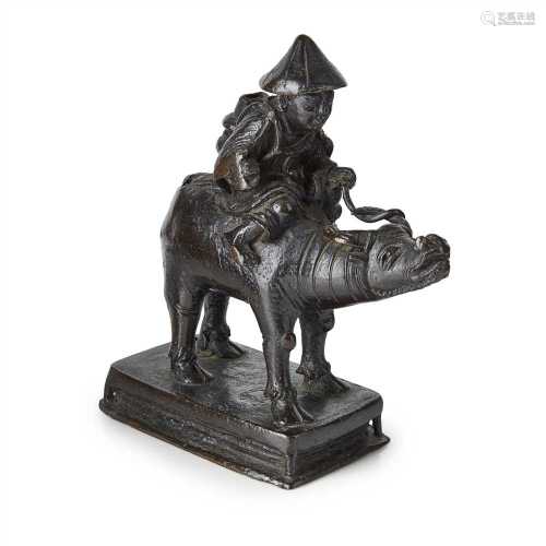 BRONZE GROUP OF A BOY AND BUFFALO MING-QING DYNASTY, 17TH-18TH CENTURY