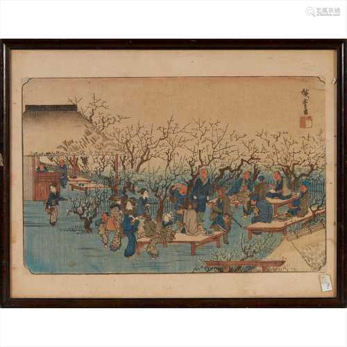 GROUP OF TWO JAPANESE WOODBLOCK PRINTS 19TH CENTURY