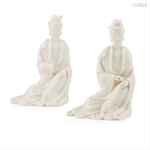 PAIR OF DEHUA FIGURES OF SEATED GUANYIN QING DYNASTY, 19TH CENTURY
