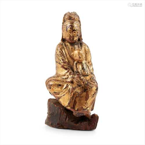 SOAPSTONE CARVING OF GUANYIN BESTOWING A SON QING DYNASTY, 18-19TH CENTURY