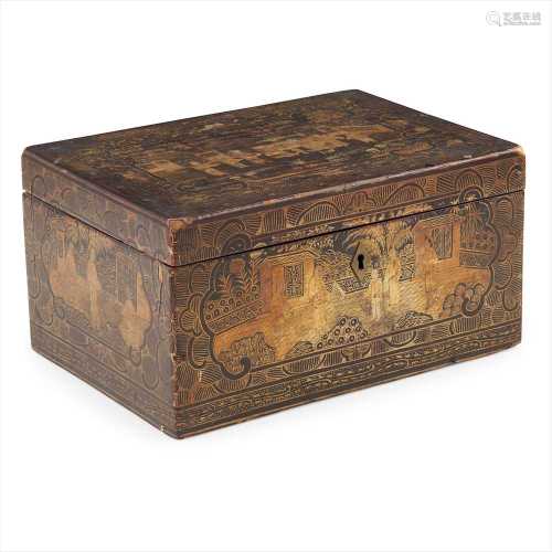 GILT-DECORATED BLACK LACQUER BOX LATE QING DYNASTY-REPUBLIC PERIOD, 19TH-20TH CENTURY