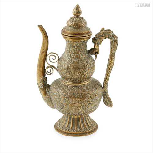 TIBETAN BRASS RITUAL EWER 19TH CENTURY-20TH CENTURY