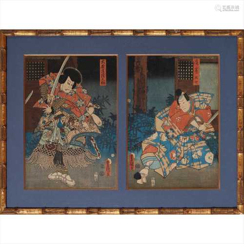 UTAGAWA KUNISADA (JAPANESE 1786-1865) GROUP OF FOUR KABUKI WOODBLOCK PRINTS