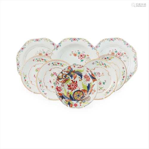 GROUP OF EIGHT FAMILLE ROSE DISHES QIANLONG PERIOD