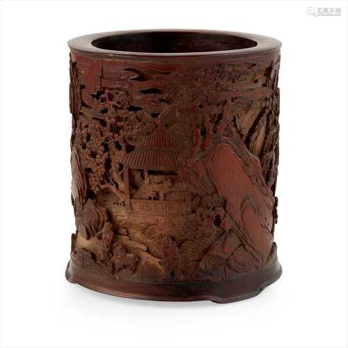 BAMBOO BRUSH POT WANG JICHANG MARK