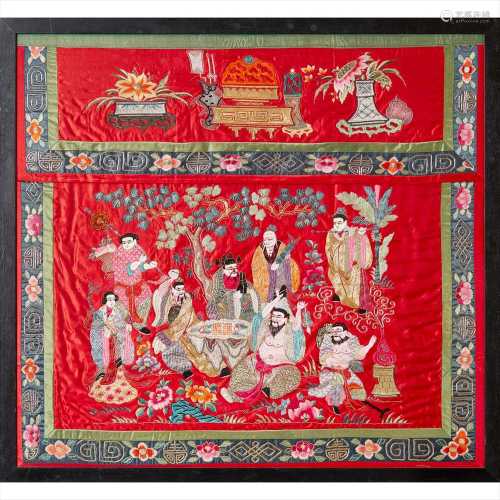 EMBROIDERED ALTAR FRONTAL LATE QING DYNASTY-REPUBLIC PERIOD, 19TH-20TH CENTURY