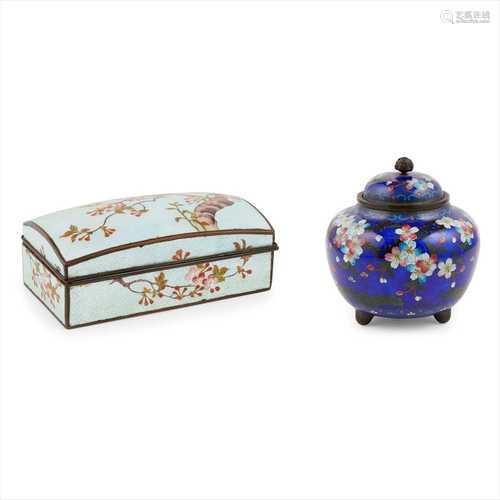 TWO JAPANESE CLOISONNÉ ENAMEL CONTAINERS EARLY 20TH CENTURY