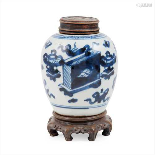 BLUE AND WHITE 'BOGU' GINGER JAR QING DYNASTY, 18TH CENTURY