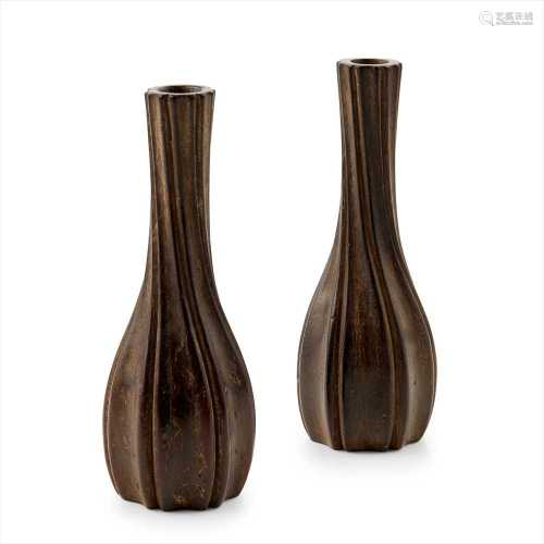 PAIR OF CARVED ZITAN VASES QING DYNASTY, 19TH CENTURY