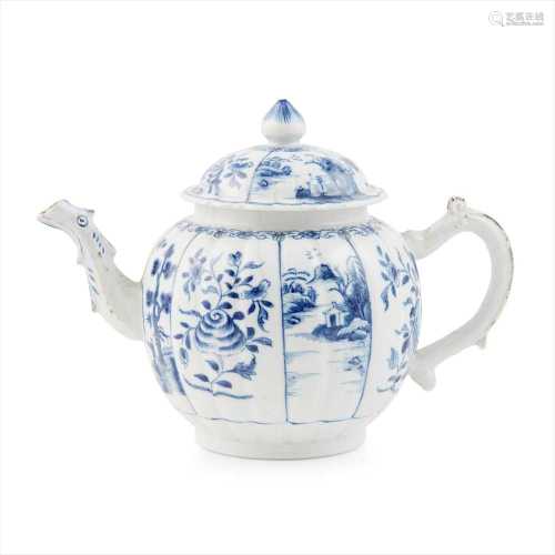 BLUE AND WHITE LOBED TEAPOT QING DYNASTY, LATE 18TH CENTURY