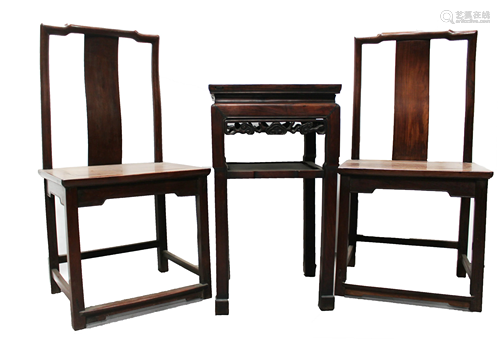 A Set of Three Piece Chinese Hardwood Chairs an…