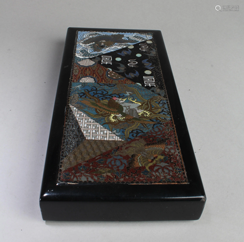 A Lacquer With Cloisonne Inlay Rectangular Sh…