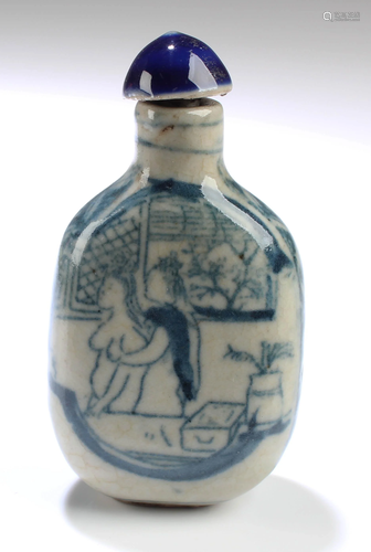 Chinese Blue & White Porcelain Snuff Bottle