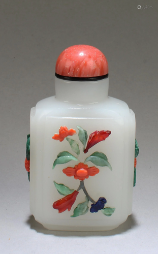 Chinese Snuff Bottle (Jade or Peking Glass)