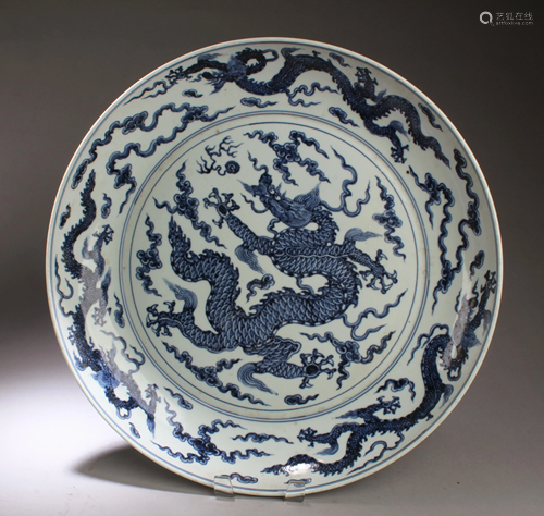 Chinese Blue & White Porcelain Charger