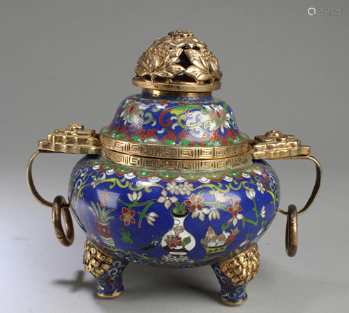 A Cloisonne Tripod Censer