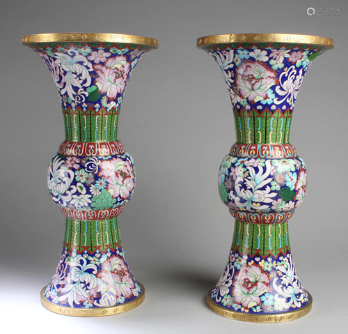 A Pair of Chinese Cloisonne Vases