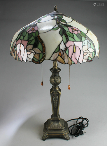 A Table Lamp With Frosted Glass Shade