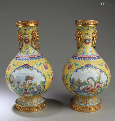 A Pair of Cloisonne Vases