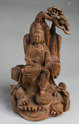 A Carbed Bamboo Guanyin Statue
