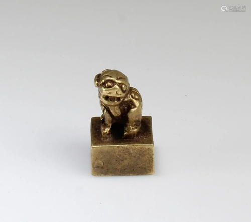 Antique Chinese Gilt Bronze Square Seal