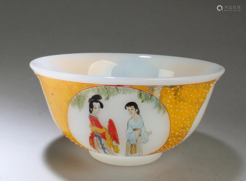 Chinese Yellow Color Peking Glass Bowl
