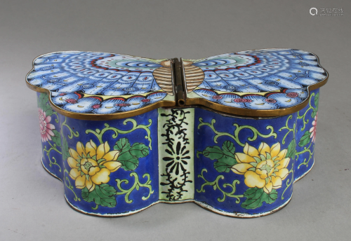 A Butterfly Shaped Enamel Container
