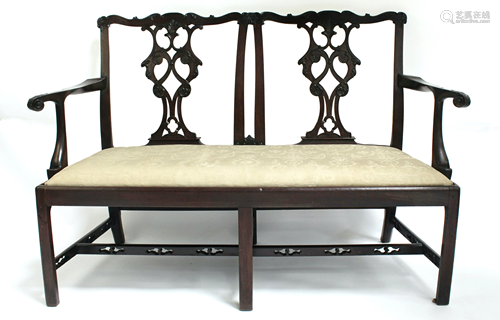 ANTIQUE GEORGIAN DOUBLE CHAIR BACK SETTEE