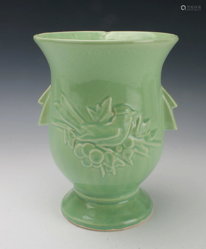 MCCOY GREEN CARDINAL VASE