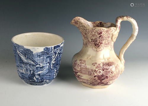 TWO ENGLISH TRANSFERWARE PIECES