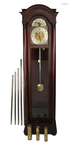 MAHOGANY COLONIAL FIVE TUBE HALL CLOCK