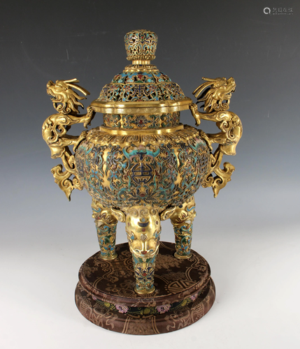 IMPRESSIVE BRONZE ENAMEL CENSER PRESENTATI…