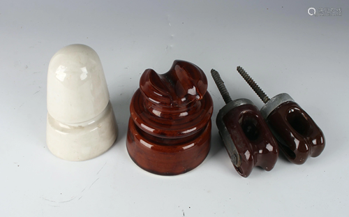 LOT OF 4 VINTAGE CERAMIC INSULATORS