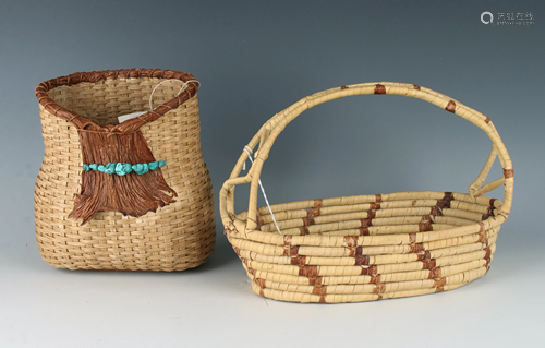 HAND WOVEN BLUFF CREEK BASKETS WITH TURQU…