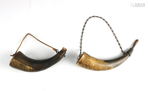 PAIR ANTIQUE POWDER HORNS