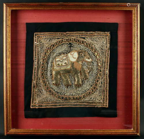 FRAMED PERSIAN ELEPHANT EMBROIDERY