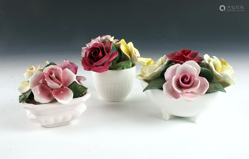 3 BONE CHINA FLOWER BOUQUETS STAFFOR…