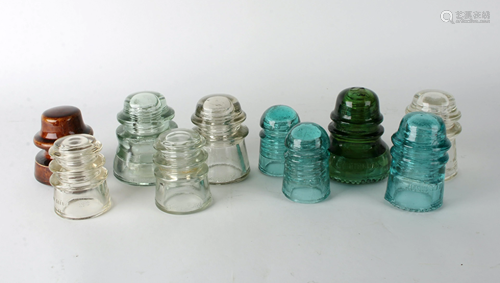 LOT OF 10 GLASS INSULATORS