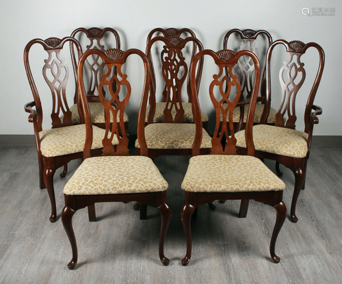 EIGHT QUEEN ANNE STYLE DINING CHAIRS