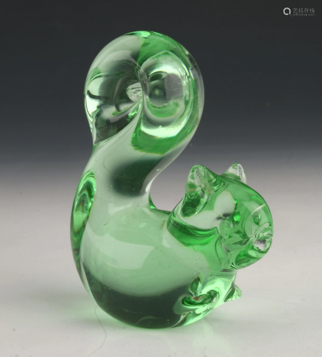 GREEN BLOWN GLASS SQUIRREL