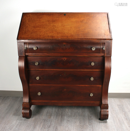 ANTIQUE AMERICAN EMPIRE BUTLER'S DESK DRESSER